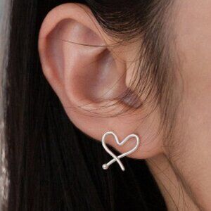 Sterling Silver Heart Earrings | Classic Minimal Unique Heart Anniversary Gifts